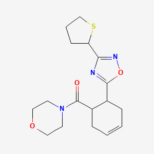 molecular formula C17H23N3O3S B7228897 Morpholin-4-yl-[6-[3-(thiolan-2-yl)-1,2,4-oxadiazol-5-yl]cyclohex-3-en-1-yl]methanone 