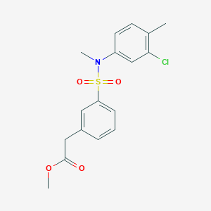 molecular formula C17H18ClNO4S B7229404 Methyl 2-[3-[(3-chloro-4-methylphenyl)-methylsulfamoyl]phenyl]acetate 