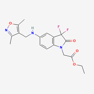 molecular formula C18H19F2N3O4 B7233899 Ethyl 2-[5-[(3,5-dimethyl-1,2-oxazol-4-yl)methylamino]-3,3-difluoro-2-oxoindol-1-yl]acetate 