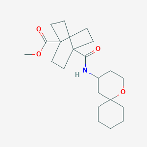 molecular formula C21H33NO4 B7234131 Methyl 4-(1-oxaspiro[5.5]undecan-4-ylcarbamoyl)bicyclo[2.2.2]octane-1-carboxylate 