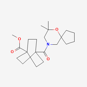 molecular formula C21H33NO4 B7234311 Methyl 4-(7,7-dimethyl-6-oxa-9-azaspiro[4.5]decane-9-carbonyl)bicyclo[2.2.2]octane-1-carboxylate 