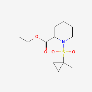 molecular formula C12H21NO4S B7235590 Ethyl 1-(1-methylcyclopropyl)sulfonylpiperidine-2-carboxylate 