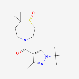 (1-Tert-butyl-3-methylpyrazol-4-yl)-(7,7-dimethyl-1-oxo-1,4-thiazepan-4-yl)methanone