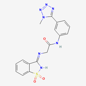 2-[(1,1-dioxo-1,2-benzothiazol-3-ylidene)amino]-N-[3-(1-methyltetrazol-5-yl)phenyl]acetamide