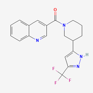 molecular formula C19H17F3N4O B7240322 quinolin-3-yl-[3-[3-(trifluoromethyl)-1H-pyrazol-5-yl]piperidin-1-yl]methanone 