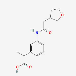 molecular formula C15H19NO4 B7242641 2-[3-[[2-(Oxolan-3-yl)acetyl]amino]phenyl]propanoic acid 