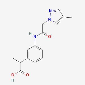 2-[3-[[2-(4-Methylpyrazol-1-yl)acetyl]amino]phenyl]propanoic acid