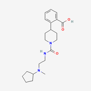 2-[1-[2-[Cyclopentyl(methyl)amino]ethylcarbamoyl]piperidin-4-yl]benzoic acid