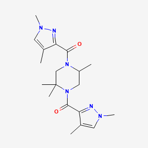 [4-(1,4-Dimethylpyrazole-3-carbonyl)-2,2,5-trimethylpiperazin-1-yl]-(1,4-dimethylpyrazol-3-yl)methanone