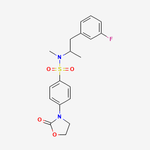 N-[1-(3-fluorophenyl)propan-2-yl]-N-methyl-4-(2-oxo-1,3-oxazolidin-3-yl)benzenesulfonamide