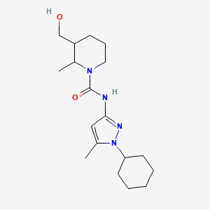 N-(1-cyclohexyl-5-methylpyrazol-3-yl)-3-(hydroxymethyl)-2-methylpiperidine-1-carboxamide