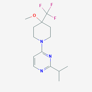 4-[4-Methoxy-4-(trifluoromethyl)piperidin-1-yl]-2-propan-2-ylpyrimidine