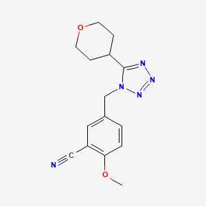 2-Methoxy-5-[[5-(oxan-4-yl)tetrazol-1-yl]methyl]benzonitrile