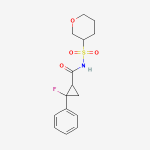 2-fluoro-N-(oxan-3-ylsulfonyl)-2-phenylcyclopropane-1-carboxamide