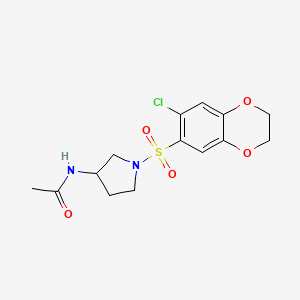 N-[1-[(6-chloro-2,3-dihydro-1,4-benzodioxin-7-yl)sulfonyl]pyrrolidin-3-yl]acetamide