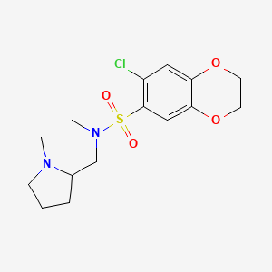 6-chloro-N-methyl-N-[(1-methylpyrrolidin-2-yl)methyl]-2,3-dihydro-1,4-benzodioxine-7-sulfonamide