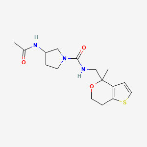 3-acetamido-N-[(4-methyl-6,7-dihydrothieno[3,2-c]pyran-4-yl)methyl]pyrrolidine-1-carboxamide