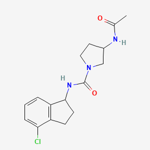 3-acetamido-N-(4-chloro-2,3-dihydro-1H-inden-1-yl)pyrrolidine-1-carboxamide