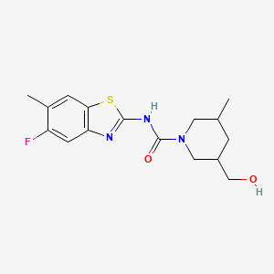 N-(5-fluoro-6-methyl-1,3-benzothiazol-2-yl)-3-(hydroxymethyl)-5-methylpiperidine-1-carboxamide