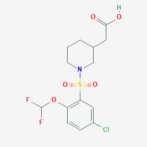 2-[1-[5-Chloro-2-(difluoromethoxy)phenyl]sulfonylpiperidin-3-yl]acetic acid