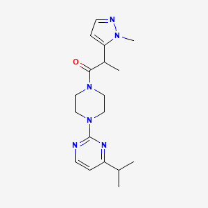 2-(2-Methylpyrazol-3-yl)-1-[4-(4-propan-2-ylpyrimidin-2-yl)piperazin-1-yl]propan-1-one