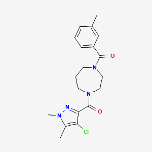 [4-(4-Chloro-1,5-dimethylpyrazole-3-carbonyl)-1,4-diazepan-1-yl]-(3-methylphenyl)methanone