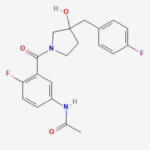 N-[4-fluoro-3-[3-[(4-fluorophenyl)methyl]-3-hydroxypyrrolidine-1-carbonyl]phenyl]acetamide