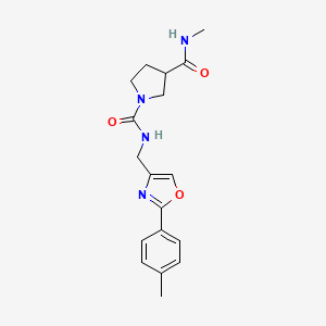 3-N-methyl-1-N-[[2-(4-methylphenyl)-1,3-oxazol-4-yl]methyl]pyrrolidine-1,3-dicarboxamide