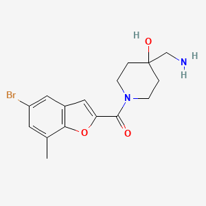 [4-(Aminomethyl)-4-hydroxypiperidin-1-yl]-(5-bromo-7-methyl-1-benzofuran-2-yl)methanone