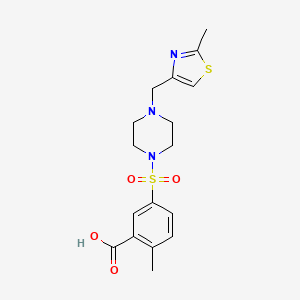 2-Methyl-5-[4-[(2-methyl-1,3-thiazol-4-yl)methyl]piperazin-1-yl]sulfonylbenzoic acid