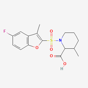 1-[(5-Fluoro-3-methyl-1-benzofuran-2-yl)sulfonyl]-3-methylpiperidine-2-carboxylic acid