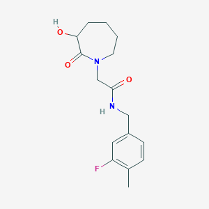 N-[(3-fluoro-4-methylphenyl)methyl]-2-(3-hydroxy-2-oxoazepan-1-yl)acetamide