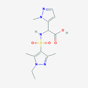 2-[(1-Ethyl-3,5-dimethylpyrazol-4-yl)sulfonylamino]-2-(2-methylpyrazol-3-yl)acetic acid