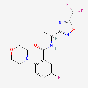 N-[1-[5-(difluoromethyl)-1,2,4-oxadiazol-3-yl]ethyl]-5-fluoro-2-morpholin-4-ylbenzamide