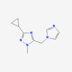 molecular formula C10H13N5 B7245349 3-Cyclopropyl-5-(imidazol-1-ylmethyl)-1-methyl-1,2,4-triazole 