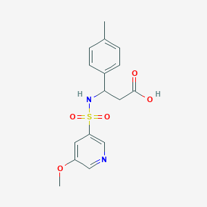 molecular formula C16H18N2O5S B7245396 3-[(5-Methoxypyridin-3-yl)sulfonylamino]-3-(4-methylphenyl)propanoic acid 