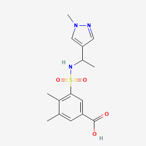 molecular formula C15H19N3O4S B7245463 3,4-Dimethyl-5-[1-(1-methylpyrazol-4-yl)ethylsulfamoyl]benzoic acid 