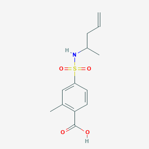 molecular formula C13H17NO4S B7245476 2-Methyl-4-(pent-4-en-2-ylsulfamoyl)benzoic acid 