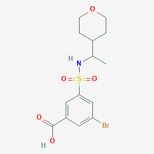 molecular formula C14H18BrNO5S B7245484 3-Bromo-5-[1-(oxan-4-yl)ethylsulfamoyl]benzoic acid 