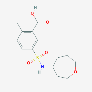 molecular formula C14H19NO5S B7245498 2-Methyl-5-(oxepan-4-ylsulfamoyl)benzoic acid 