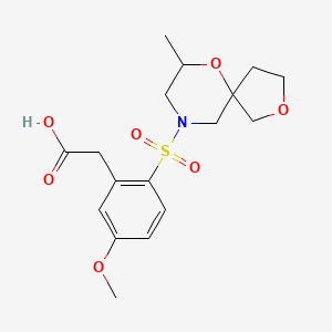 2-[5-Methoxy-2-[(7-methyl-2,6-dioxa-9-azaspiro[4.5]decan-9-yl)sulfonyl]phenyl]acetic acid