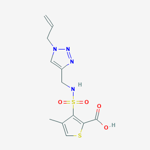 molecular formula C12H14N4O4S2 B7245557 4-Methyl-3-[(1-prop-2-enyltriazol-4-yl)methylsulfamoyl]thiophene-2-carboxylic acid 