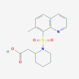 molecular formula C17H20N2O4S B7245625 2-[1-(7-Methylquinolin-8-yl)sulfonylpiperidin-2-yl]acetic acid 