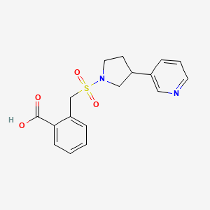 molecular formula C17H18N2O4S B7245717 2-[(3-Pyridin-3-ylpyrrolidin-1-yl)sulfonylmethyl]benzoic acid 