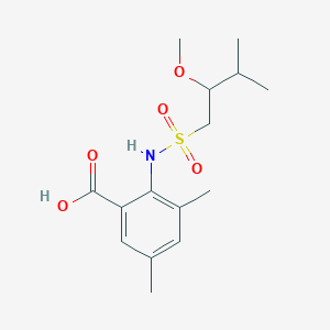 molecular formula C15H23NO5S B7245820 2-[(2-Methoxy-3-methylbutyl)sulfonylamino]-3,5-dimethylbenzoic acid 