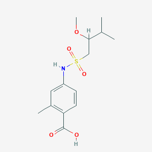 molecular formula C14H21NO5S B7245838 4-[(2-Methoxy-3-methylbutyl)sulfonylamino]-2-methylbenzoic acid 