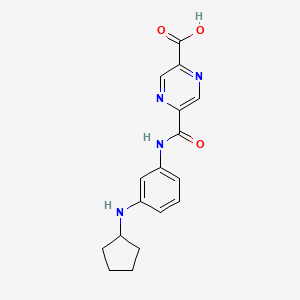 molecular formula C17H18N4O3 B7245859 5-[[3-(Cyclopentylamino)phenyl]carbamoyl]pyrazine-2-carboxylic acid 