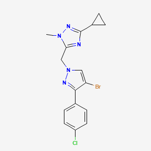 molecular formula C16H15BrClN5 B7245866 5-[[4-Bromo-3-(4-chlorophenyl)pyrazol-1-yl]methyl]-3-cyclopropyl-1-methyl-1,2,4-triazole 