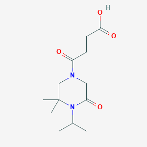 molecular formula C13H22N2O4 B7245872 4-(3,3-Dimethyl-5-oxo-4-propan-2-ylpiperazin-1-yl)-4-oxobutanoic acid 