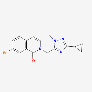 molecular formula C16H15BrN4O B7245881 7-Bromo-2-[(5-cyclopropyl-2-methyl-1,2,4-triazol-3-yl)methyl]isoquinolin-1-one 